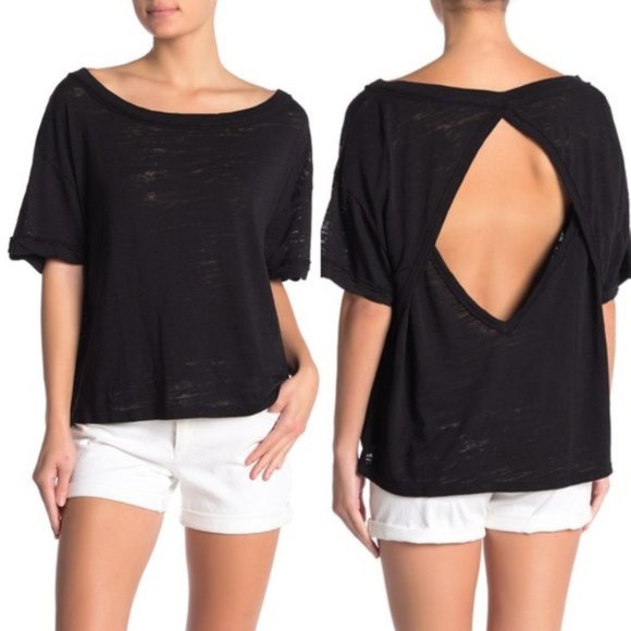 Free People Tops - Free People Black Open Back Oversize Top. S,M